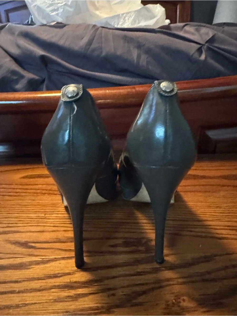 Michael Kors dark gray  Leather Stiletto Heel Pumps